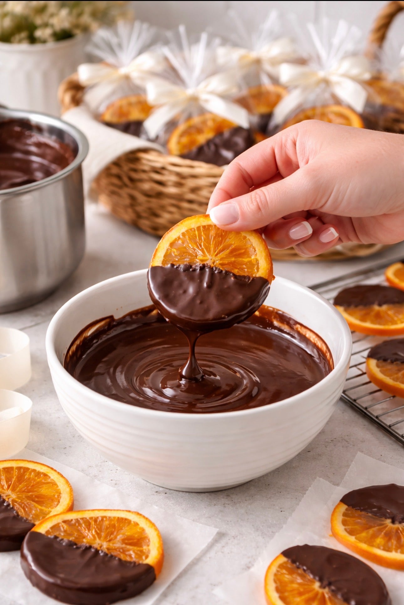 Chocolate-Dipped Candied Orange Peels (8-Piece Gift Bag)